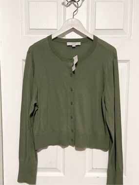 New LOFT Olive Green Classic Button Cardigan size xl